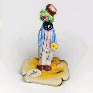 Zampiva Clown Figurine Spaghetti Hair Hand Made Hand Painted Italy Signed 3"
